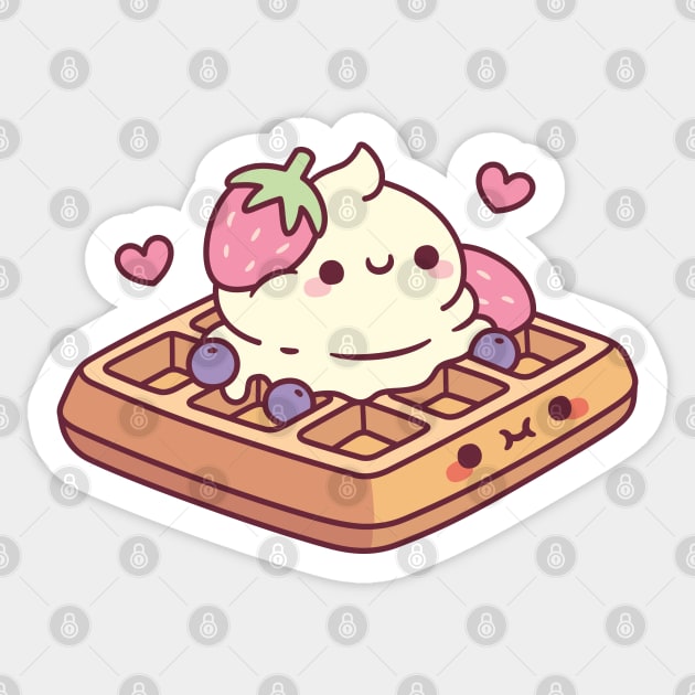 Cute Waffle And Ice Cream Perfect Pair Sticker by rustydoodle